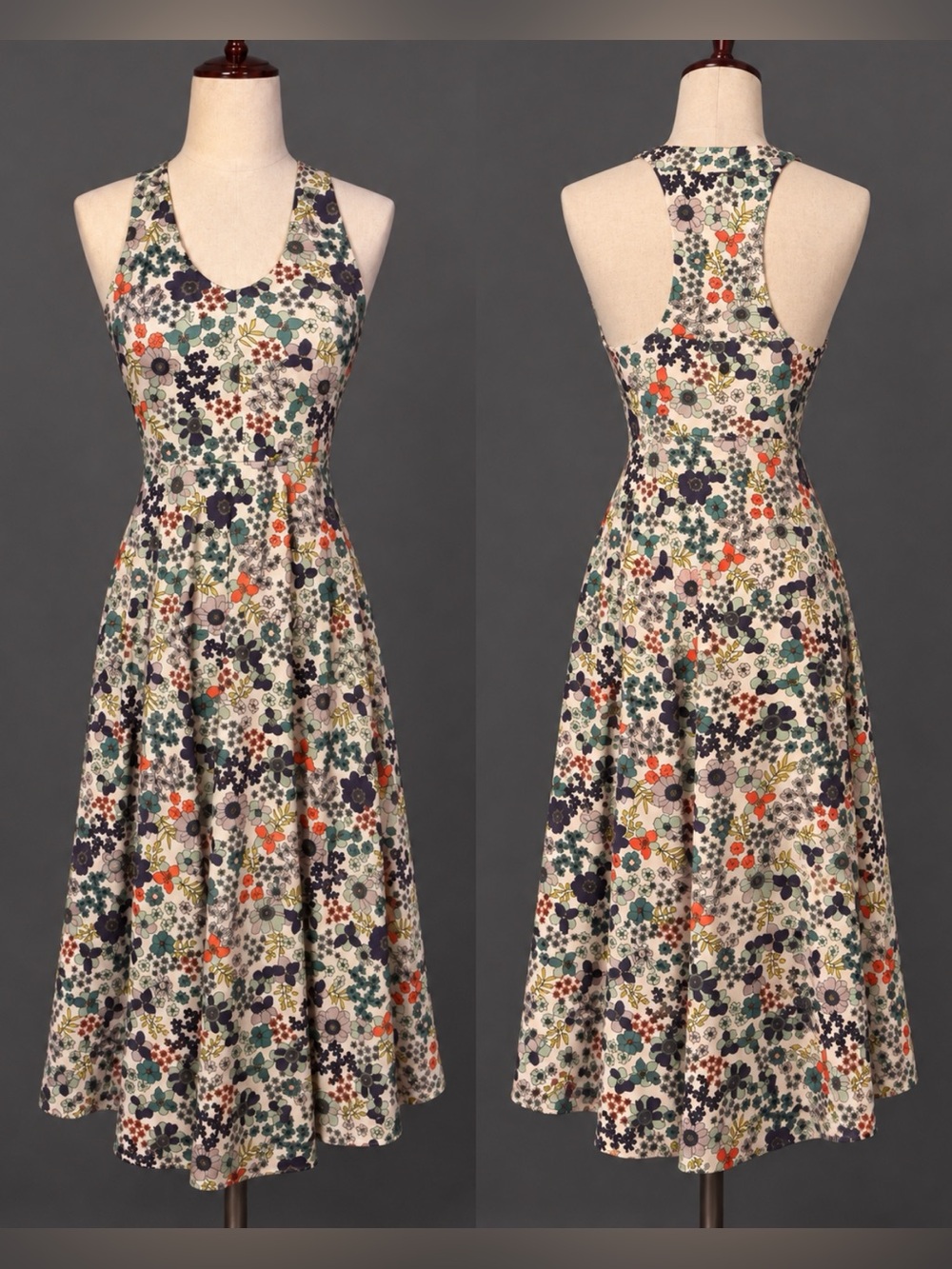 Krimson Klover floral racer back knit dress. Easy slip on. Midi, athleisure- XS